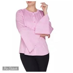 LINEA Louis Dell Olio striped bell sleeves button blouse top -42 chest